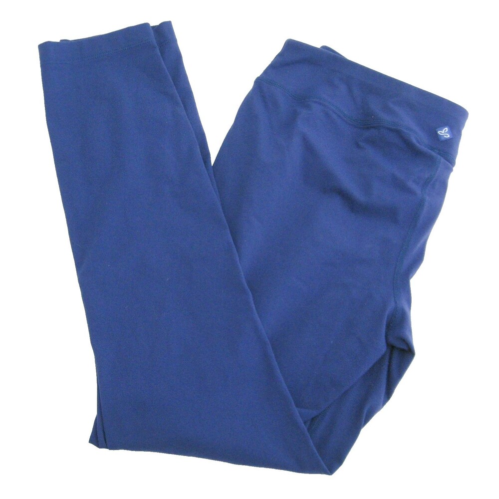 Prana Blue Leggings Womens Large Athletic Nylon Spandex Fitness Running Yoga